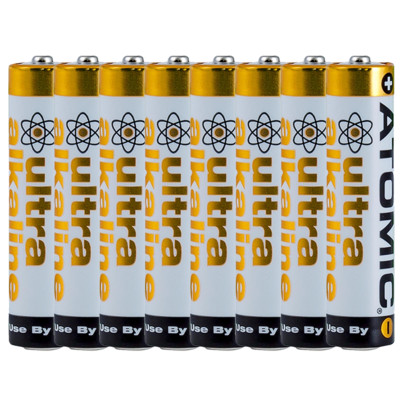 Atomic AAA 1.5V LR03 AM4 Ultra Alkaline High Performance Batteries (8 Count)