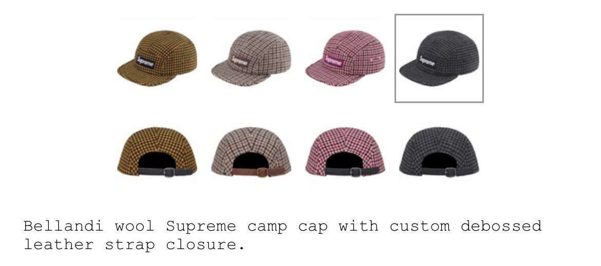 Brand New Supreme Houndstooth Bellandi Wool Camp Cap - Black Brand New Supreme Houndstooth Bellandi Wool Camp Cap - Black