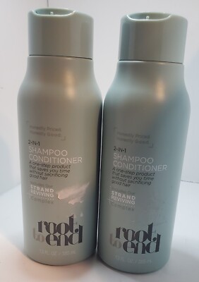 Lot of 2 ROOT TO END 2-In-1 Shampoo Conditioner w Strand Reviving 13 Oz Ea 
