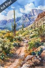 Arizona-Sonora Desert Museum watercolor Art 4x6 Print