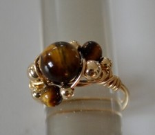 Handmade Wire Wrapped Tiger Eye Ring In 14k Gold Fill