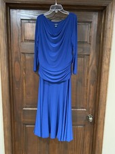 Chaps large blue dress 3/4 sleeve below knee #887