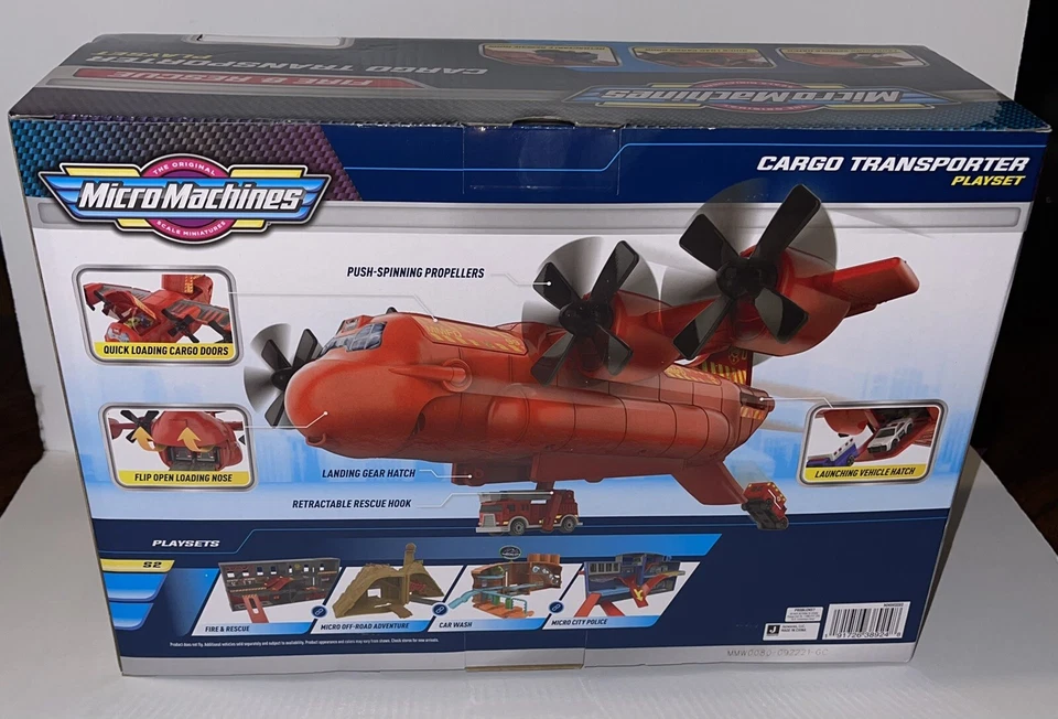Hasbro Micro Machines Fire & Rescue Cargo Transporter Playset Plane w/ Vehicle - Image 2 of 4