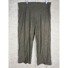 Eileen Fisher Womens Large Olive Green Knit Straight Leg Pull On Pants RN 78121