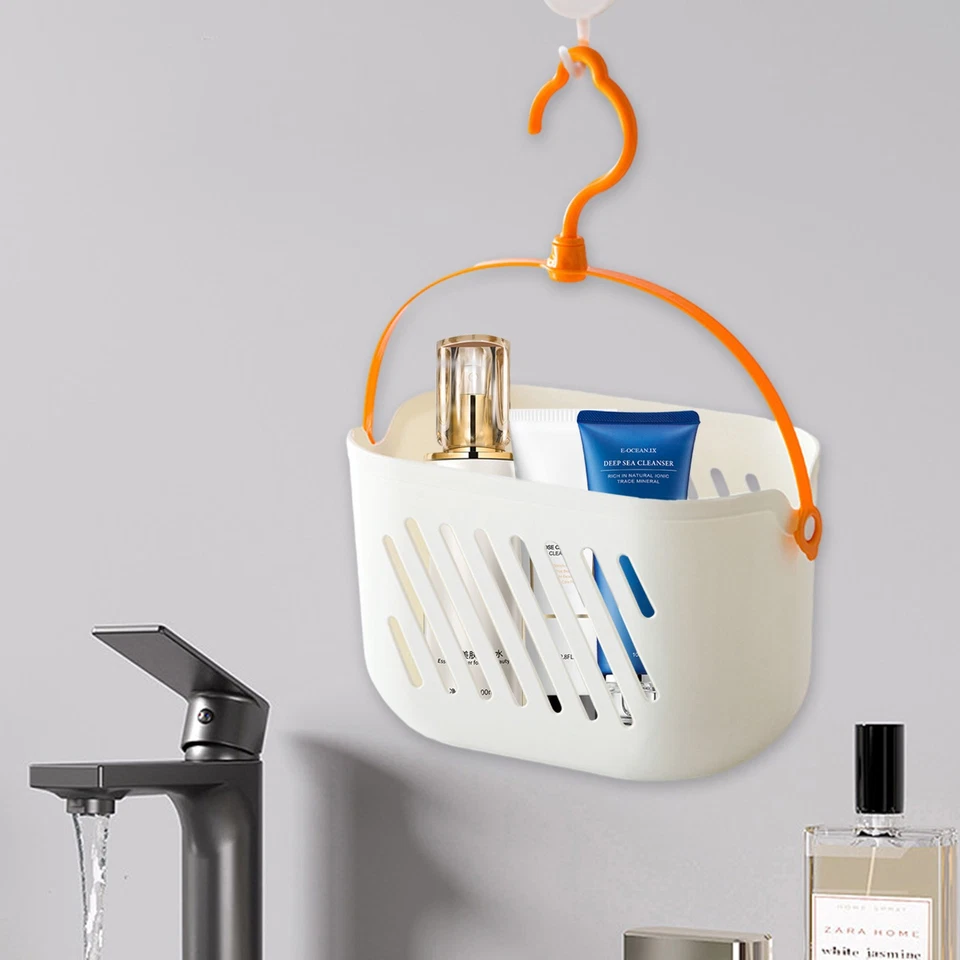 Plastic Storage Basket with Handle Portable Shower small with rope hook 8*5*5in - Image 2 of 4