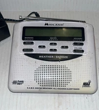 Midland WR-120 Emergency Weather Alert Radio with Alarm Clock  - White