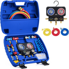 AC Gauges, 3 Way Manifold Gauge Set for R1234Yf R134A R410A Refrigerant, Automot