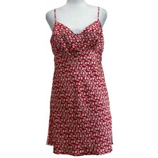 Free People Intimately Red On Our Radar Floral Mini Slip Dress sz M