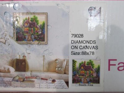 Diamonds On Canvas- Diamond Art Painting Kit Cottage / Gardens 30.5'' x  35''