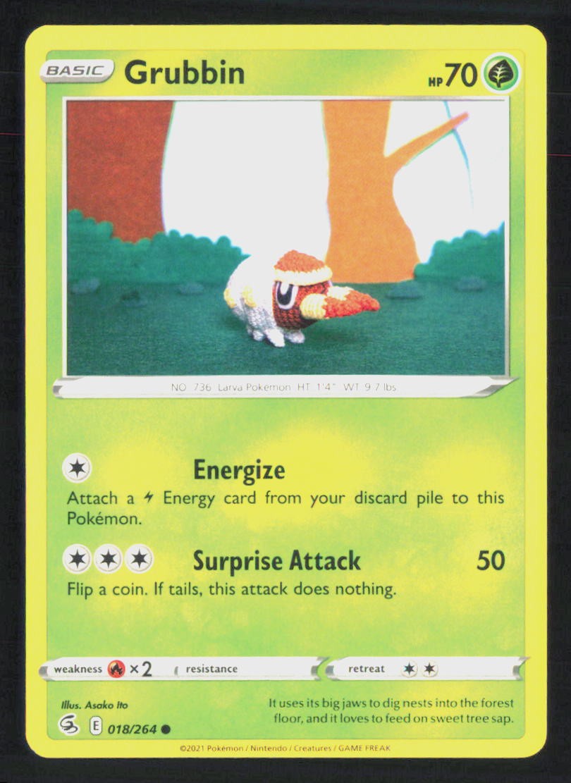 Pokemon Grubbin Fusion Strike 018/264 Asako Ito NM