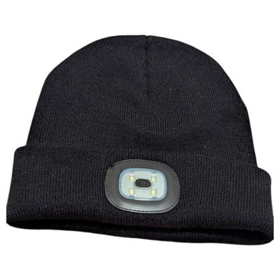 Night Scout LED Light Up Beanie Hat Black Rechargeable USB Headlamp Cap Winter