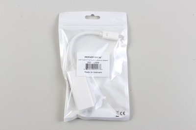 Monoprice 12909 White USB Type-C To Gigabite Ethernet Adapter New