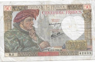 Billet de 50 Francs « Cœur » Banque de France 13 juin 1940