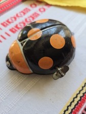 Vintage Orange Ladybug Wind-Up Tin Toy WORKS T.P.S. Made In Japan