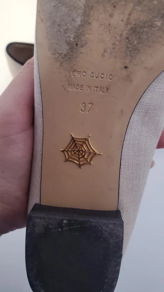 Charlotte Olympia Calavera Roja Lona Y Cuero Planos Talla 7 Foto 4 de 4