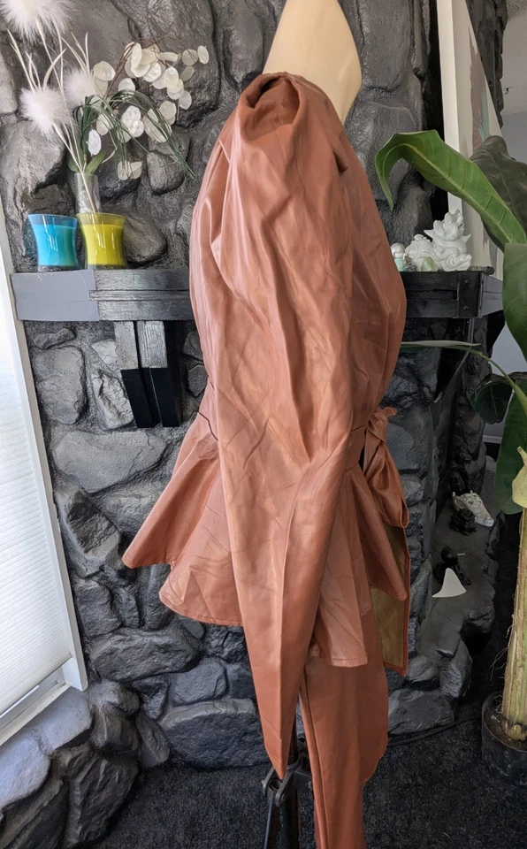 Vtg "10 Hours Of Fashion" Faux Leather Pleather 2 pc Pant Suit 70s 80s Brown M - Image 4 of 4