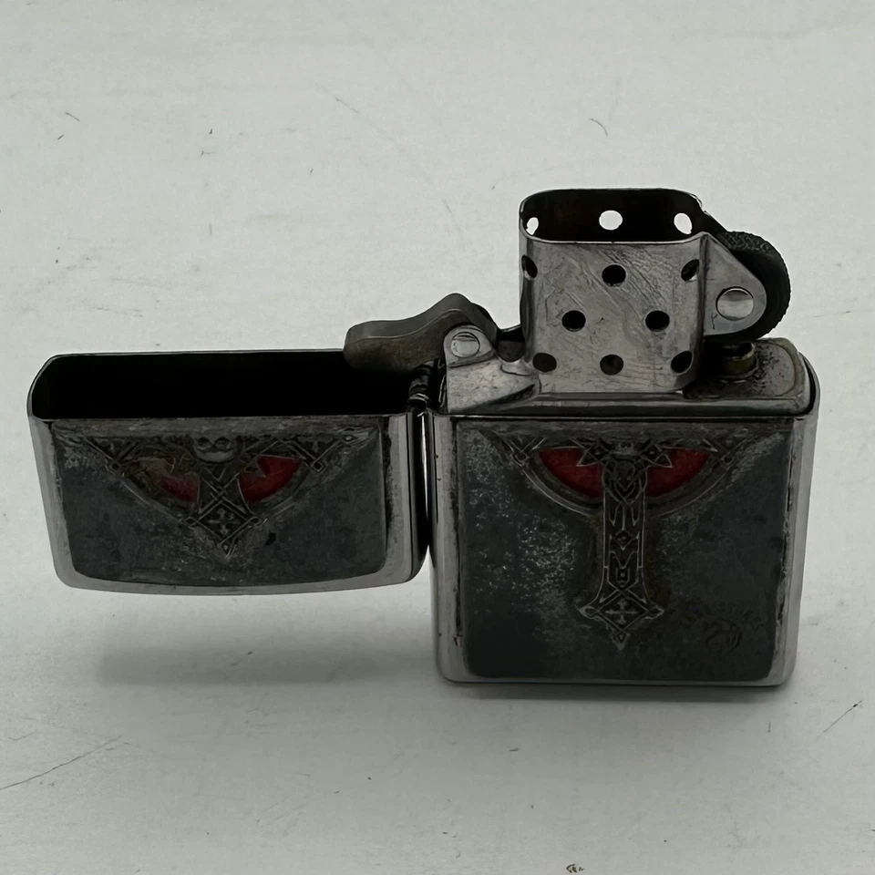 Zippo Lighter - Gothic Cross Skull Anne Stokes Used Working - Image 4 of 4