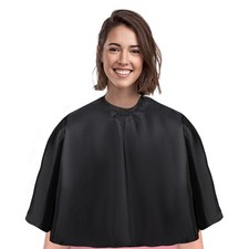 Short Barber Cape, Waterproof Nylon Salon Hair Cutting 30W x 33L, Black