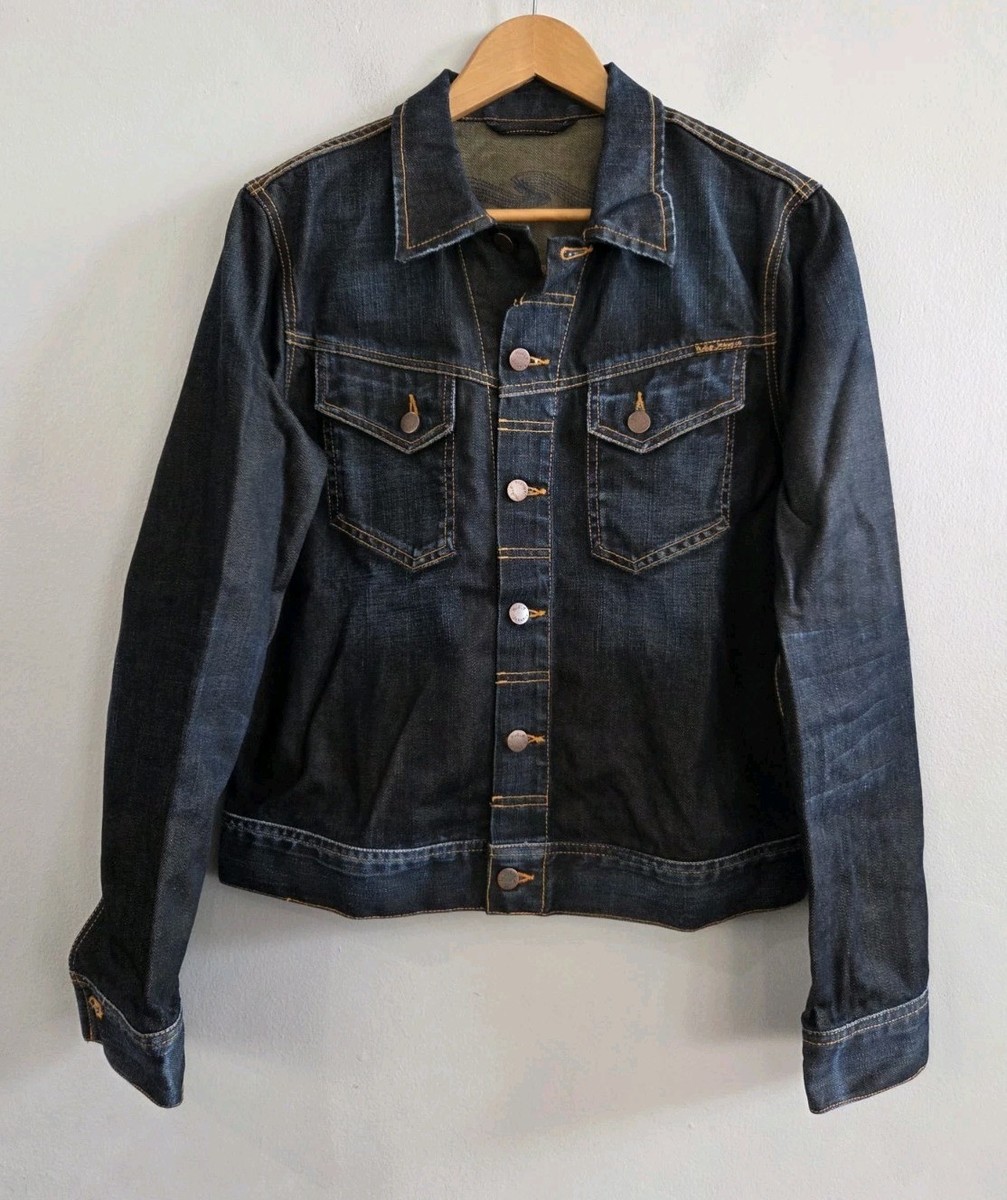 Nudie Jeans Conny Organic True Worn Denim Jacket Cotton Dark Blue Men's  Medium