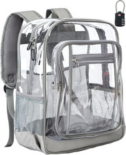 Clear Backpack with TSA Lock, 17 Inch Large Bookbag  Heavy Duty Transparent Bac