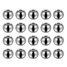 20pcs Beads 10mm Stainless Steel 3.5mm Hole Dia Bead for DIY Crafts Silver