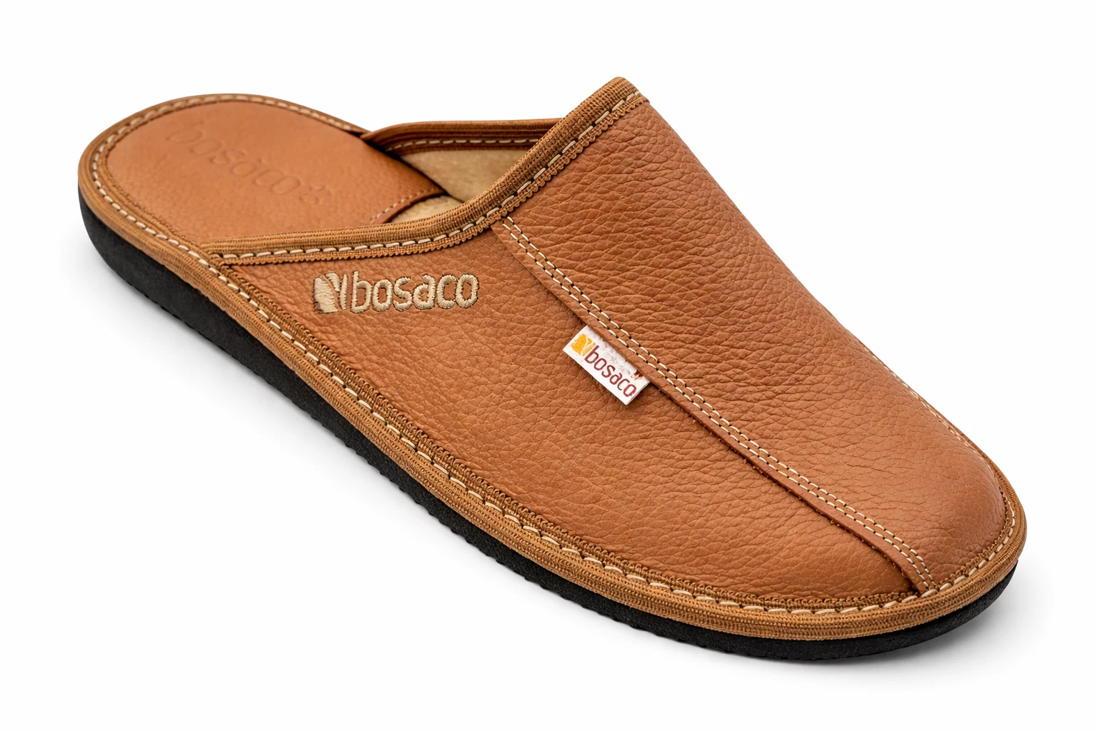 Men's Genuine Leather Slippers Closed Toe House Shoes Slip On Handmade Bosaco