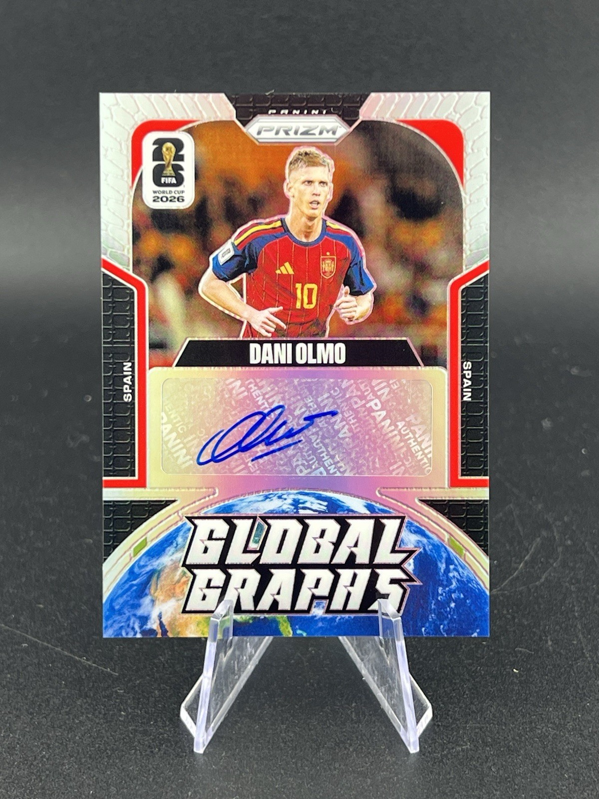 2026 Panini Prizm World Cup Dani Olmo Global Graphs Silver Auto #/75 Spain