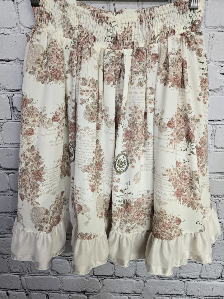Falda Hachas Mujer S Marfil Floral Cottagecore Fairygoth Prairie Mori Niña Japón Foto 2 de 4