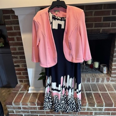 Maya Brooke Blazer Jacket Womens 18W Blush Pink Open Front Cropped 3/4 P-1018