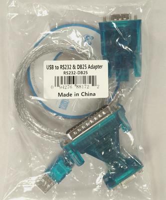 Cable Set, USB to RS232 & DB25 Adapter, w/Driver on CD, New Open Box