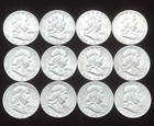 BEN FRANKLIN HALF DOLLARS~90% SILVER~1961-62-63-P~LOT of 12~ABOUT-CIRCULATED~👀! — photo 1