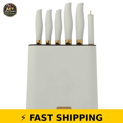 Thyme & Table 7-Piece Knife Block Set, Mint Green