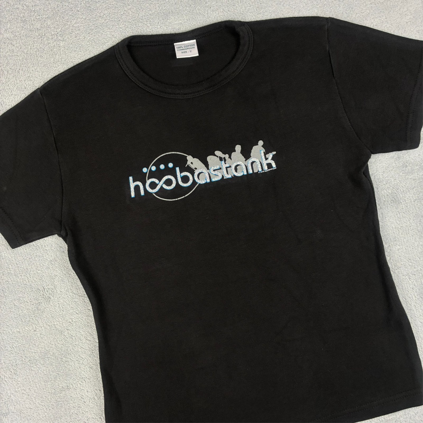 Women's Vintage Hoobastank 2002 Black Graphic Short Sleeve Sz XS Band T-Shirt image 2