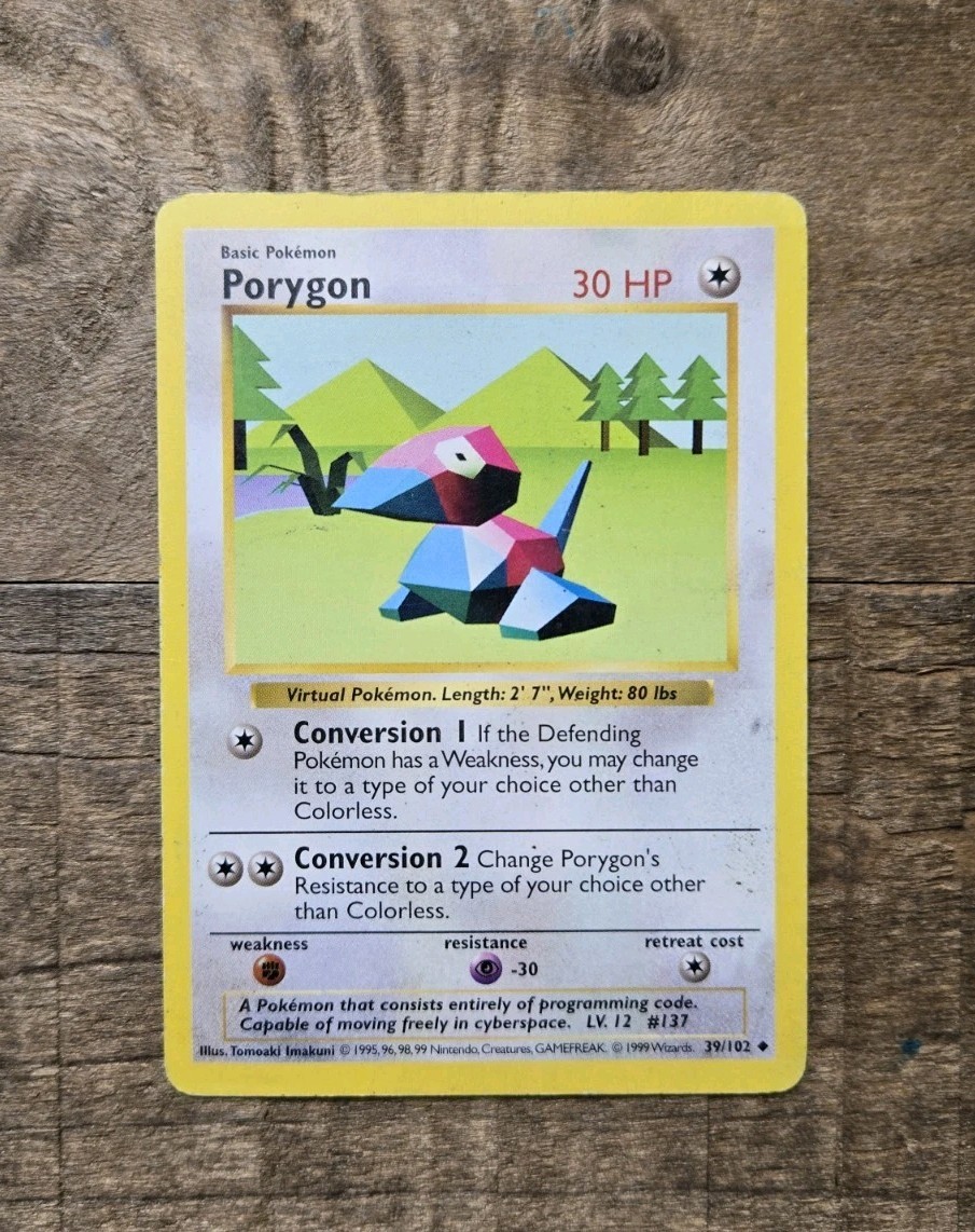 1999 Pokémon TCG - Porygon - Base Set - Shadowless - MP - 39/102