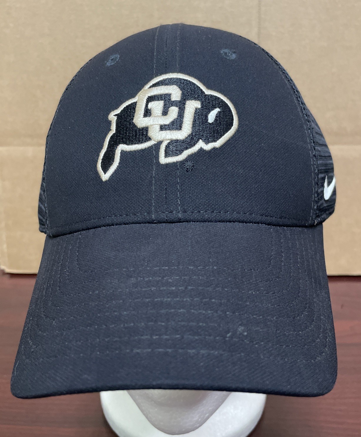 Colorado Buffaloes Hat Cap Fitted Mens Black Nike Dri Fit Mesh Flex Fit SM MD