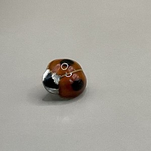 Authentic Ladybug Pin Sterling Silver 925 Gold Plated Veremil Orange White Black Enamel