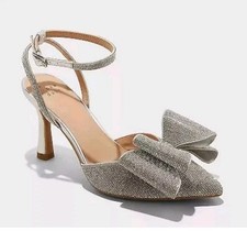 A New Day Julia Rhinestone Bow Heels Memory Foam Insole Sz 8.5