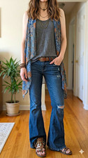 Womens Boho Paisley Shawl Wrap Blue/Brown Pol...