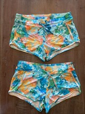 Athleta Girl Cannonball 2.0 Aqua Floral Large 12 Swim Shorts Lot of 2