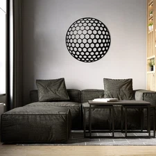 Honeycomb Sphere Metal Wall Art – Modern Geometric Circle Wall Decor