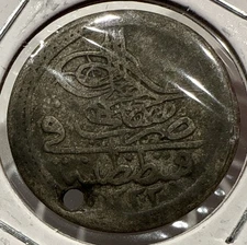 1222 (1807) Onluk 10 Para Ottoman Turkey Silver Constantinople Mint - Holed