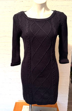 Preppy Academia Fisherman Core Grandmacore Sweater Dress Navy 3/4 Sleeve S