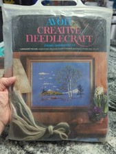 Avon Creative Needlecraft Crewel Embroidery Kit Lakescape Vintage MCM