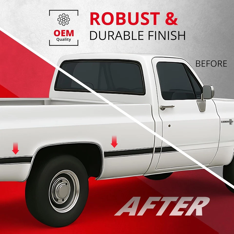 ALL-FIT Black Chrome Square Body Side Molding 73-87 Chevy C10 GMC Truck 2.25" - Image 2 of 4