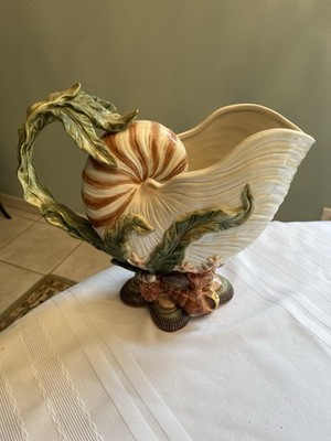 Vintage Ceramic Large Fitz and Floyd Seashell Pitcher with Handle