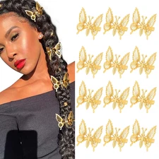 12 PCS 3D Moving Butterfly Hair Clips Metal Gold Moving Wings Butterfly Hair Acc