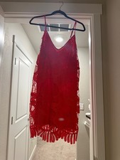 Express Vibrant Red Lace Mini Dress Size Large