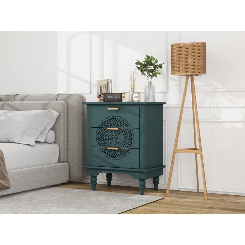 Журный шкаф для хранения с металлическими ручками и тремя ящиками - Изображение 4 из 4