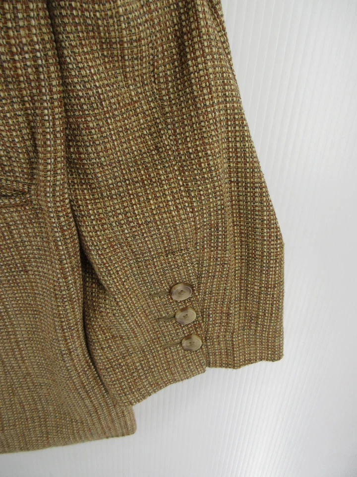 Abrigo Deportivo J Peterman Hombres 44 Marrón Blazer Seda Tweed Chaqueta Clásica Forrada * Foto 3 de 4