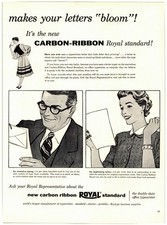 Royal Carbon-Ribbon Standard Typewriter Vintage 1950s Magazine Ad Print AD073 thumbnail